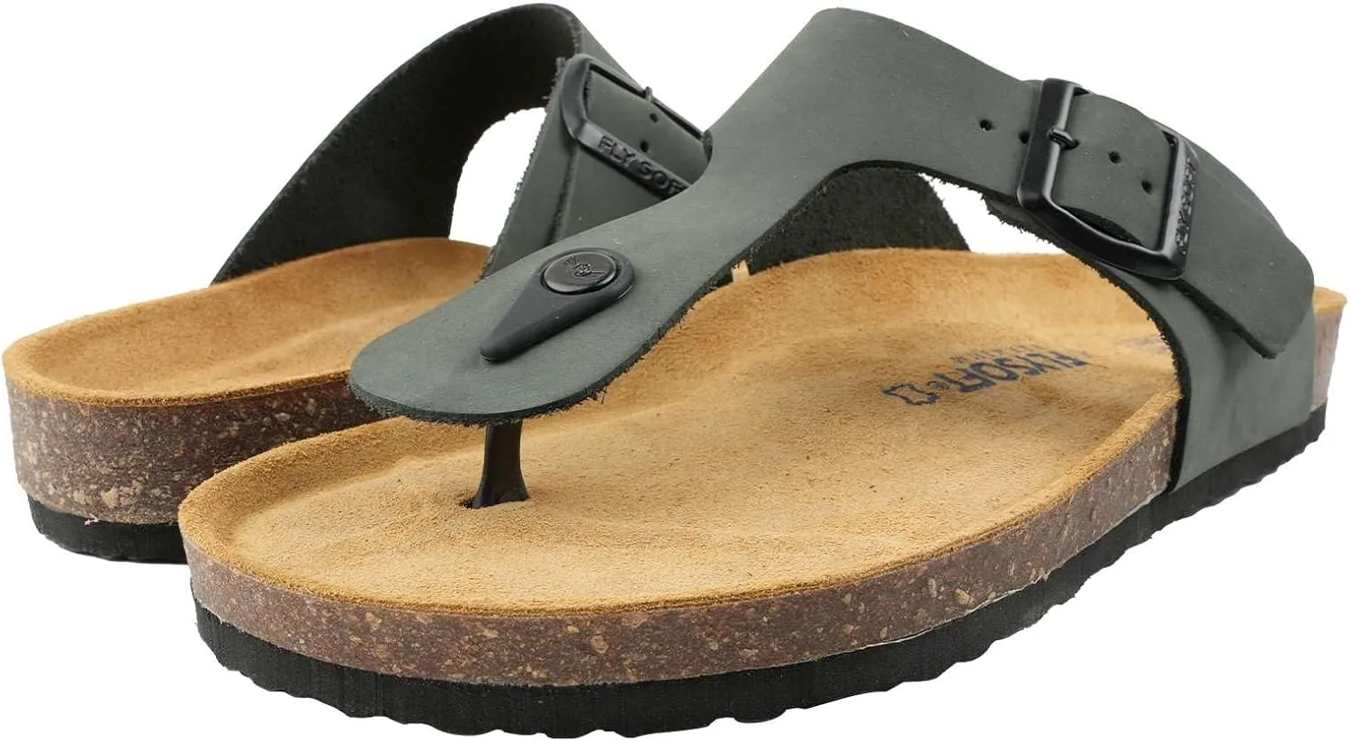 100% Genuine Leather Men's Sandals - Comfortable Cushioned Smart Foam Footbed, Slip-On Slides for Casual Summer Wear, Adjustable Fit, Durable Non-Slip Sole