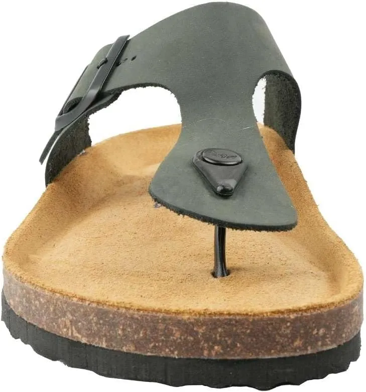 100% Genuine Leather Men's Sandals - Comfortable Cushioned Smart Foam Footbed, Slip-On Slides for Casual Summer Wear, Adjustable Fit, Durable Non-Slip Sole