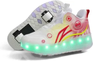 16 LED Light Up Kids Roller Skate Shoes with 2 Detachable Wheels, Sneakers for Boys Girls Birthday Thanksgiving Christmas Day