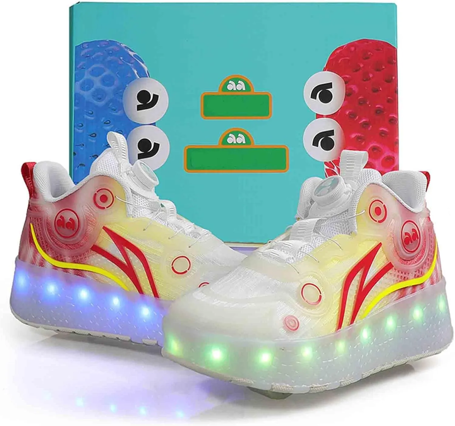 16 LED Light Up Kids Roller Skate Shoes with 2 Detachable Wheels, Sneakers for Boys Girls Birthday Thanksgiving Christmas Day