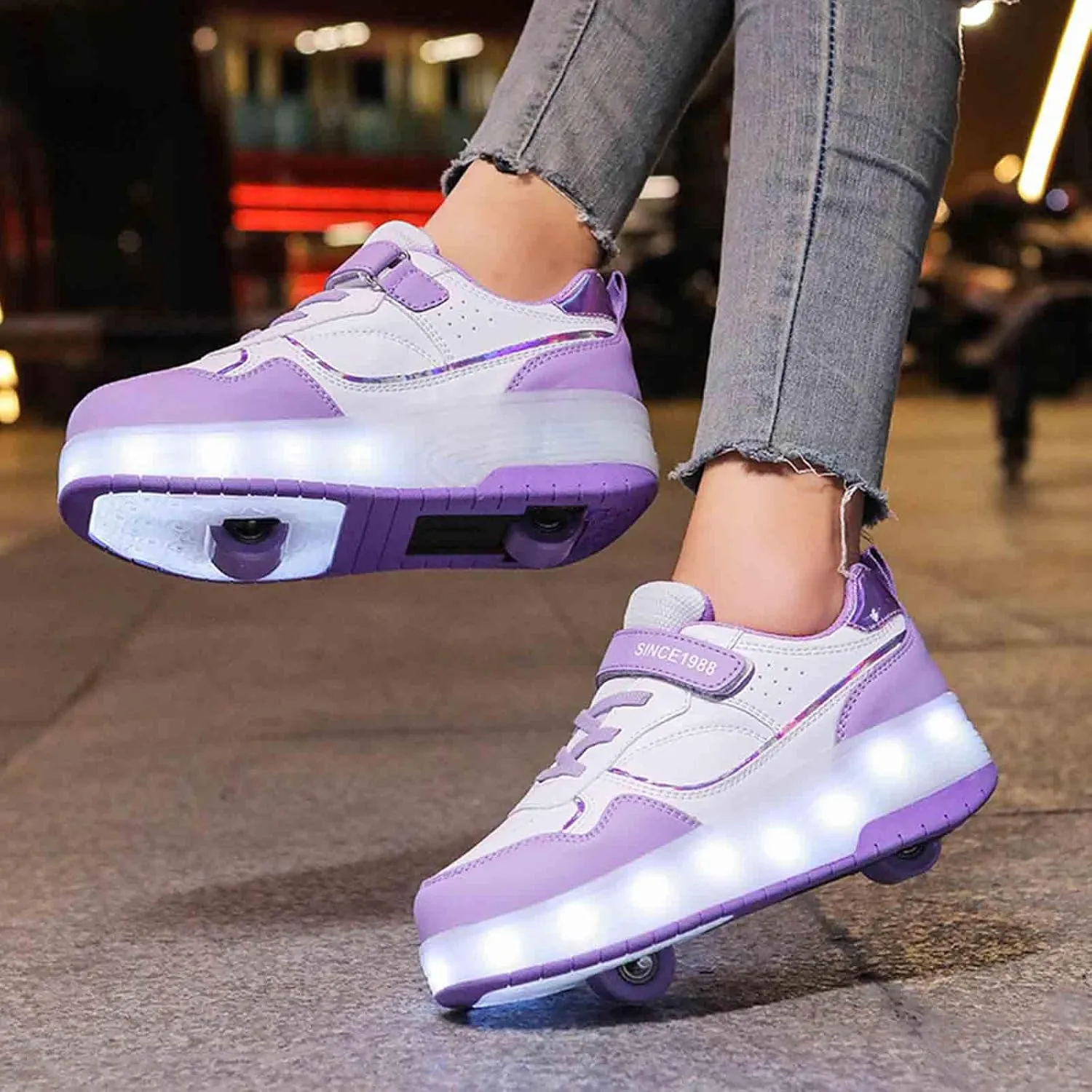 16 LED Light Up Kids Roller Skate Shoes with 2 Detachable Wheels, Sneakers for Boys Girls Birthday Thanksgiving Christmas Day