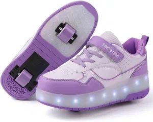 16 LED Light Up Kids Roller Skate Shoes with 2 Detachable Wheels, Sneakers for Boys Girls Birthday Thanksgiving Christmas Day