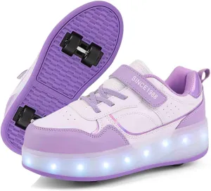16 LED Light Up Kids Roller Skate Shoes with 4 Detachable Wheels, Sneakers for Boys Girls Birthday Thanksgiving Christmas Day