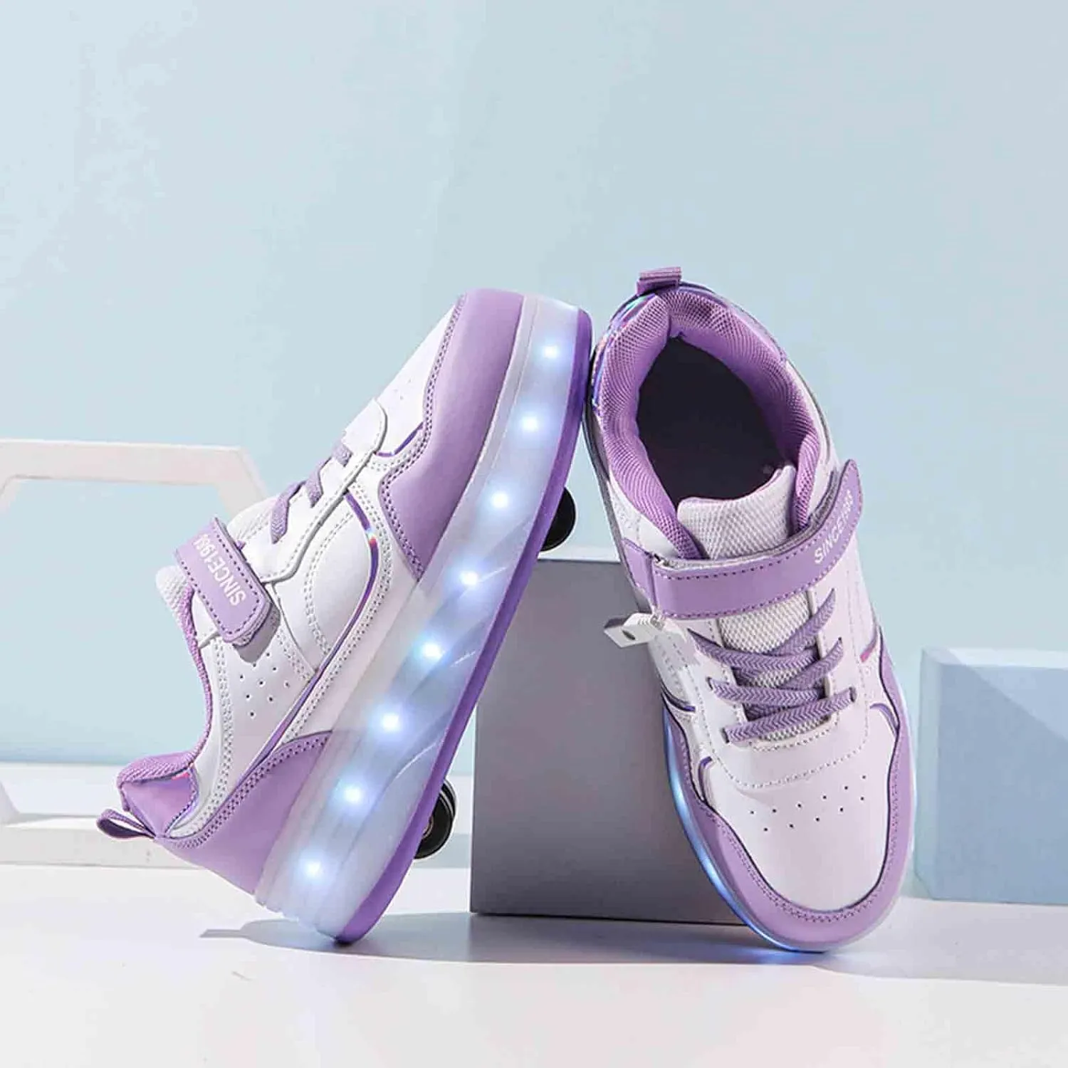 16 LED Light Up Kids Roller Skate Shoes with 4 Detachable Wheels, Sneakers for Boys Girls Birthday Thanksgiving Christmas Day