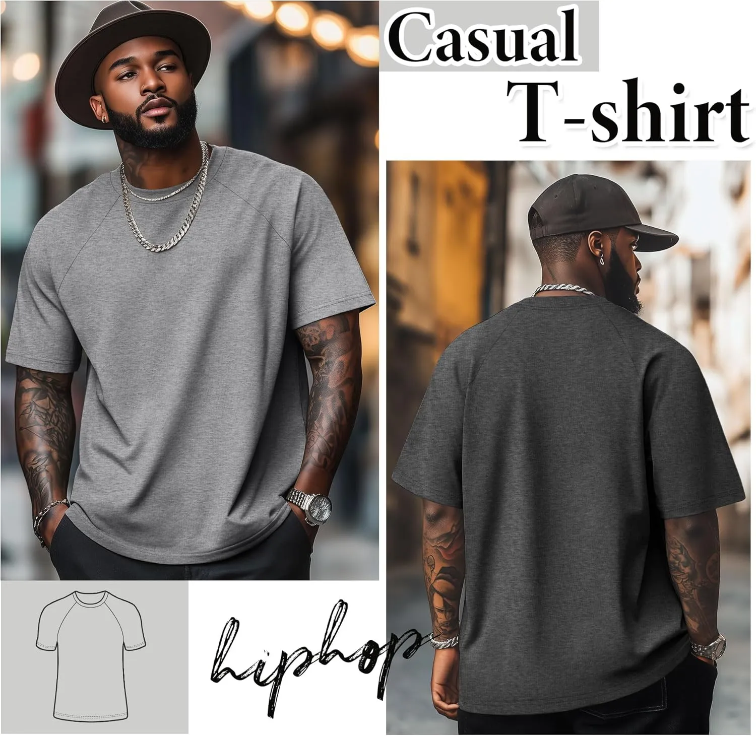 4 Pack Men's Big & Tall Short Sleeve Tees, Crew Neck Cotton Blend T-Shirts Moisture Wicking Stretch Casual Gym Wear