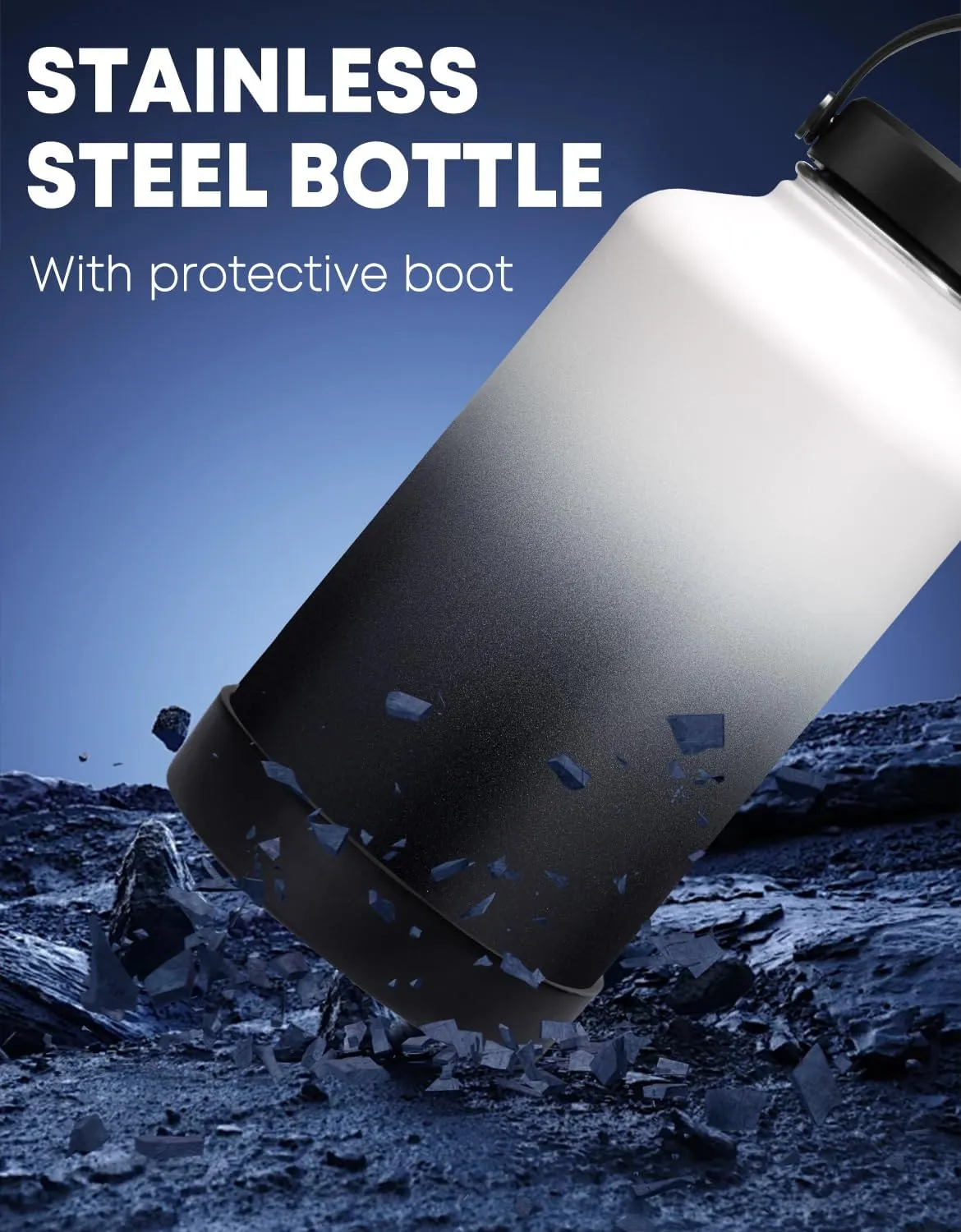 40 oz Insulated Water Bottle with Straw - Flex Cap Lids, Paracord Handle, Bottle Carrier Bag w/Strap, Vacuum Stainless Steel Water Bottles, Double Wall Flask Metal Water Flask Jug