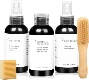 5-in-1 Shoe Cleaning Kit Featuring Suede Eraser Soft Bristle Brush Cleaner Conditioner and Deodorizer Designed for Deep Cleaning Leather and Suede Footwear