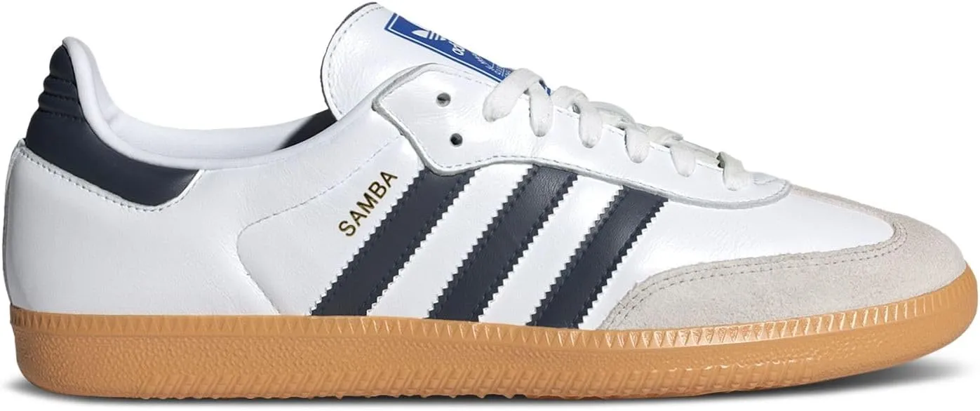 adidas Samba OG Men's Sneakers, Cloud White/Night Indigo/Gum, Size 4.5