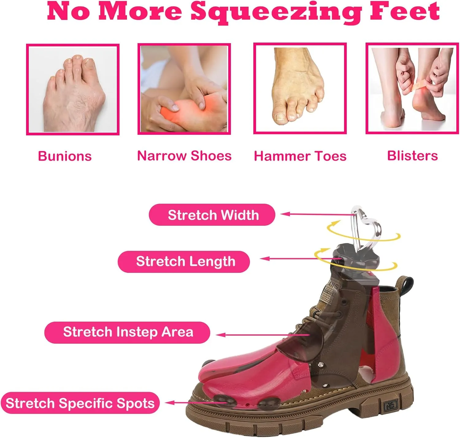 Adjustable Boot Stretcher for Men, Shoe Stretcher for Women, Shoe Widener Stretcher, Shoe Trees for Women Men