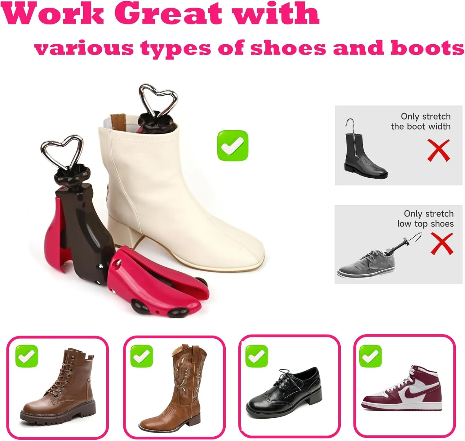 Adjustable Boot Stretcher for Men, Shoe Stretcher for Women, Shoe Widener Stretcher, Shoe Trees for Women Men
