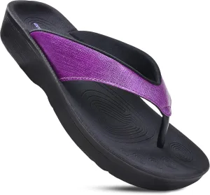 AEROTHOTIC Slip On Recovery Footwear Plantar Fasciitis Flip Flops for Women Yoga Mat Outdoor Walking Beach Ladies Arch Support Summer Thong Dressy Casual Sandals Comfortable Vacation Essentials