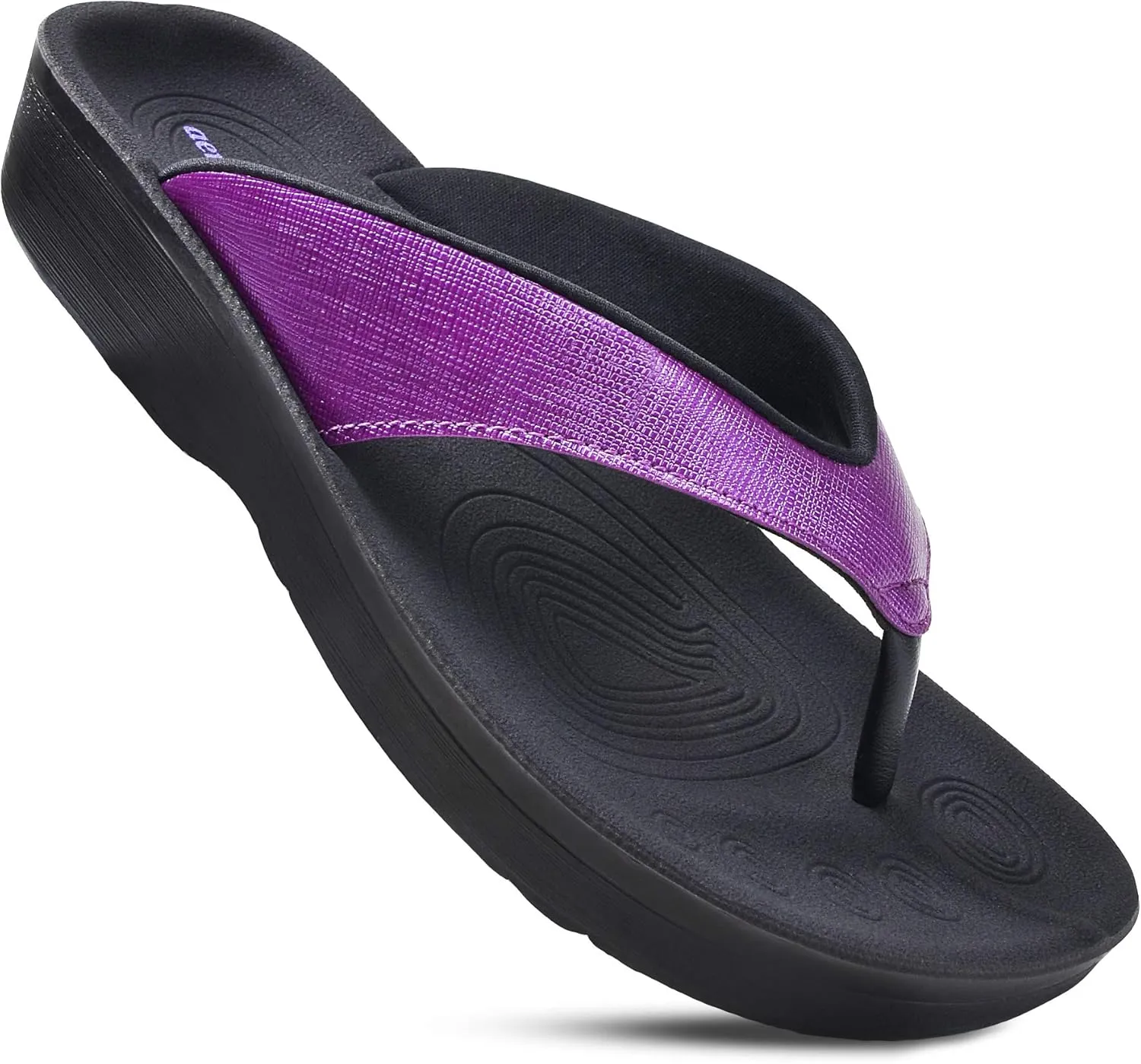 AEROTHOTIC Slip On Recovery Footwear Plantar Fasciitis Flip Flops for Women Yoga Mat Outdoor Walking Beach Ladies Arch Support Summer Thong Dressy Casual Sandals Comfortable Vacation Essentials