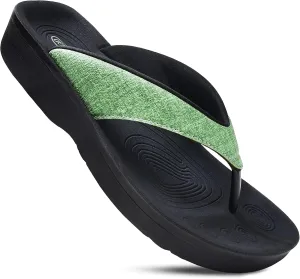 AEROTHOTIC Slip On Recovery Footwear Plantar Fasciitis Flip Flops for Women Yoga Mat Outdoor Walking Beach Ladies Arch Support Summer Thong Dressy Casual Sandals Comfortable Vacation Essentials