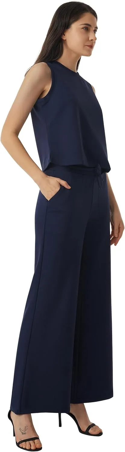 AFITNE Women's 2 Piece Outfits Air Essentials Sleeveless Tank Crop Top Wide Leg Sweatpants Lounge Set 2025 Tracksuit
