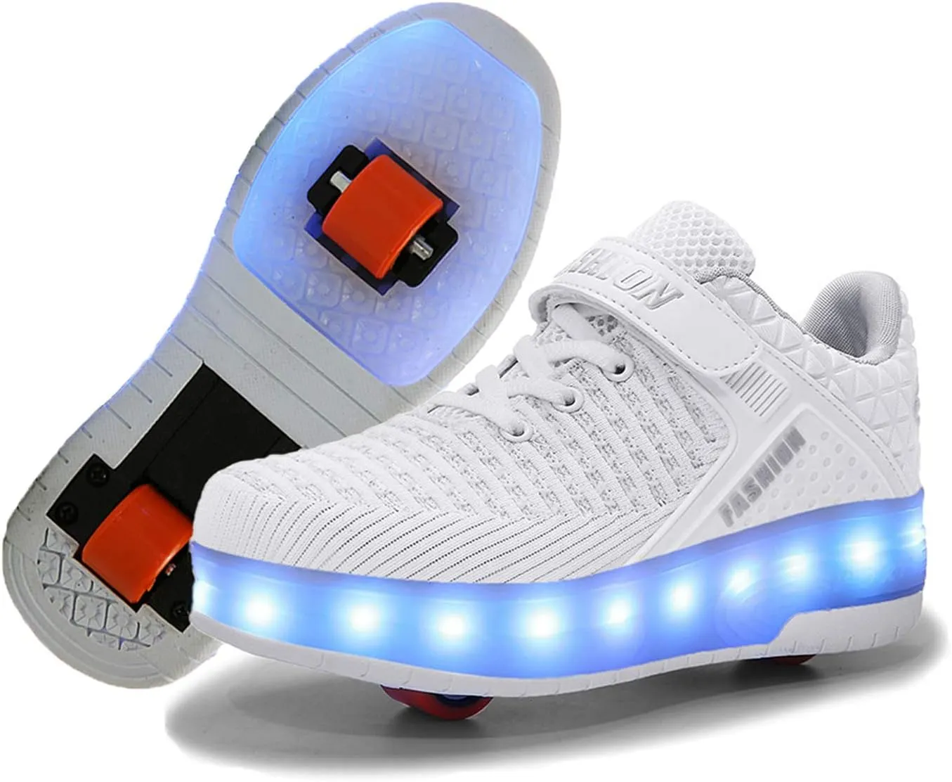 Aikuass USB Chargable LED Light Up Roller Shoes Wheeled Skate Sneaker Shoes for Boys Girls Kids