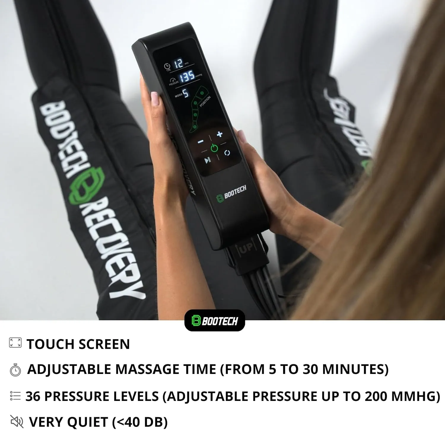 Air Compression Leg Massager for Circulation, Recovery Boots with Touch Screen & Selective Zone Deactivation,Pain Relief & Fast Recovery for Athletes 200mmHg 36 Levels(M)
