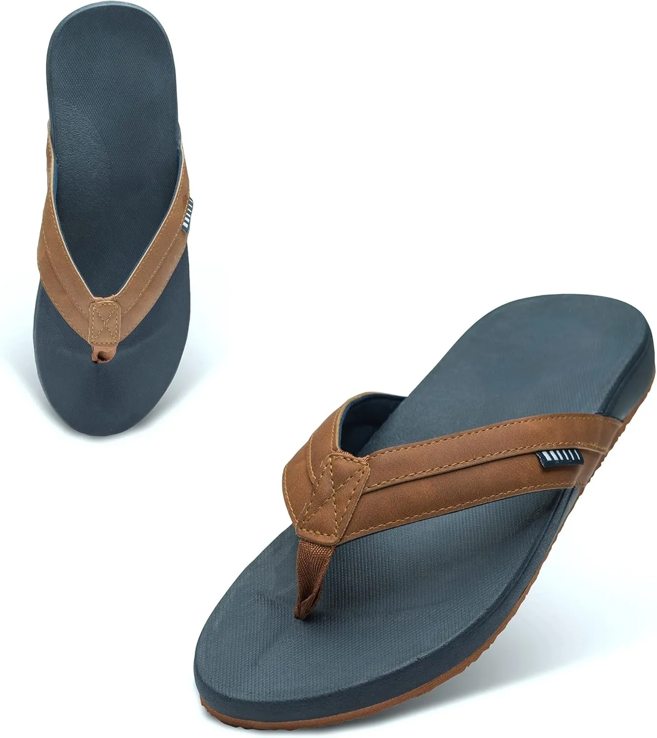 Alpine Swiss Trey Mens Flip Flops | Cushioned Thong Beach Sandals for Men | Non-Slip Soles Mens Shoes Everyday Wear | Arch Support & Heel Cupping | Durable Treaded Sole | Faux Leather Strap Sandals