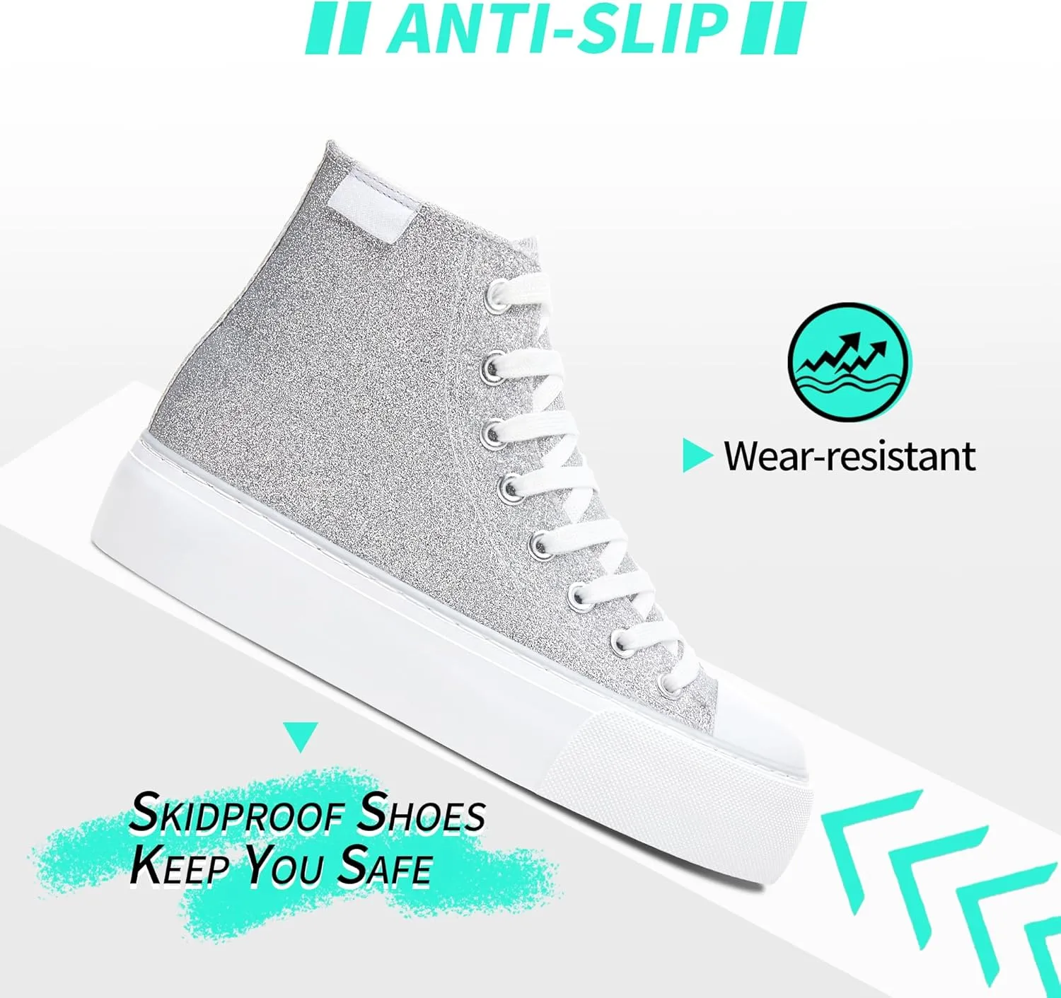 ALTOCIS Glitter Platform Fashion Sneakers,Sparkly Bling Mid Calf Sneaker for Women,Cute Comfortable Platform High Top Sneakers