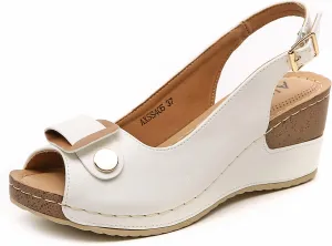 Altxic Women's Peep Toe Bow Hollow Out Slingback Platform Wedge Sandals