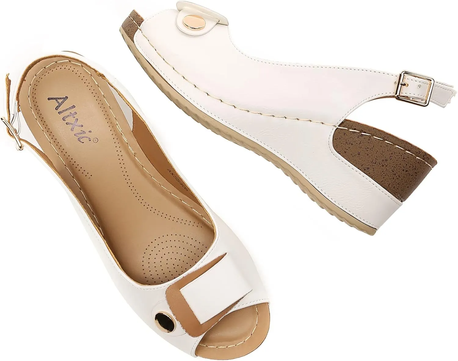 Altxic Women's Peep Toe Bow Hollow Out Slingback Platform Wedge Sandals