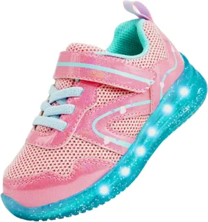 AMZZPIK Light Up Shoes for Boys Girls Toddler LED Flashing Sneakers Breathable Sport Walking Shoes for Kids