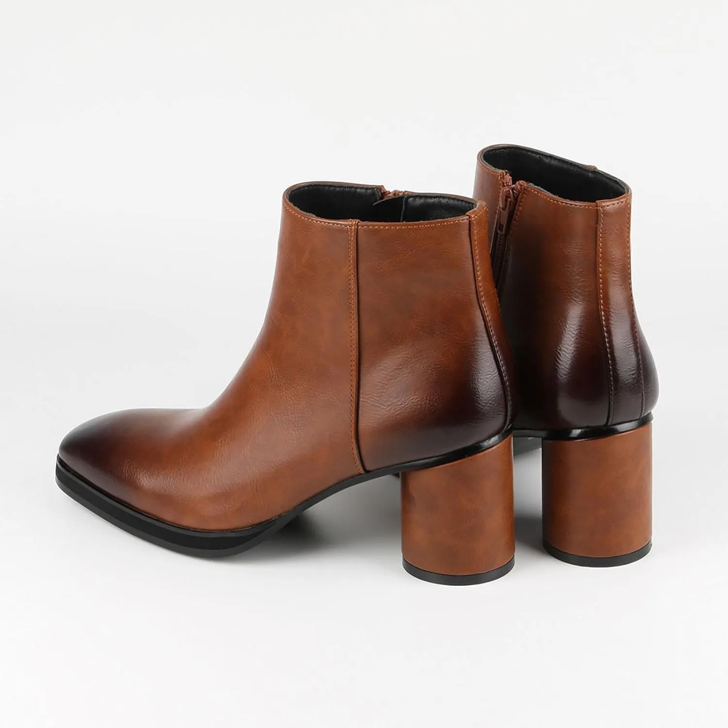 Ankle Boot for Men Heeled High Top Dress Boots Slip on Style PU Leather Dual Side Zipper Taller Shoes