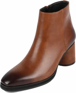 Ankle Boot for Men Heeled High Top Dress Boots Slip on Style PU Leather Dual Side Zipper Taller Shoes