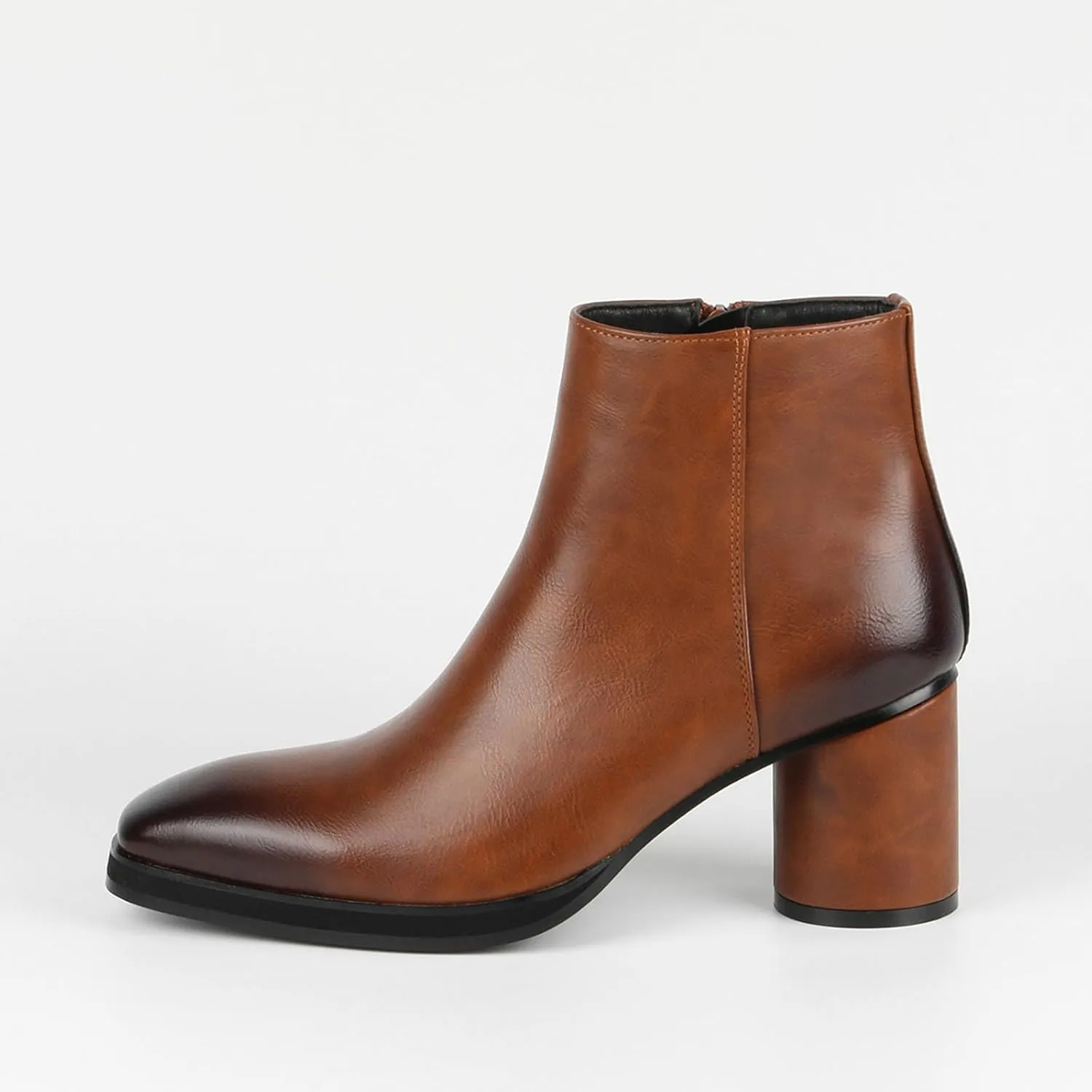 Ankle Boot for Men Heeled High Top Dress Boots Slip on Style PU Leather Dual Side Zipper Taller Shoes