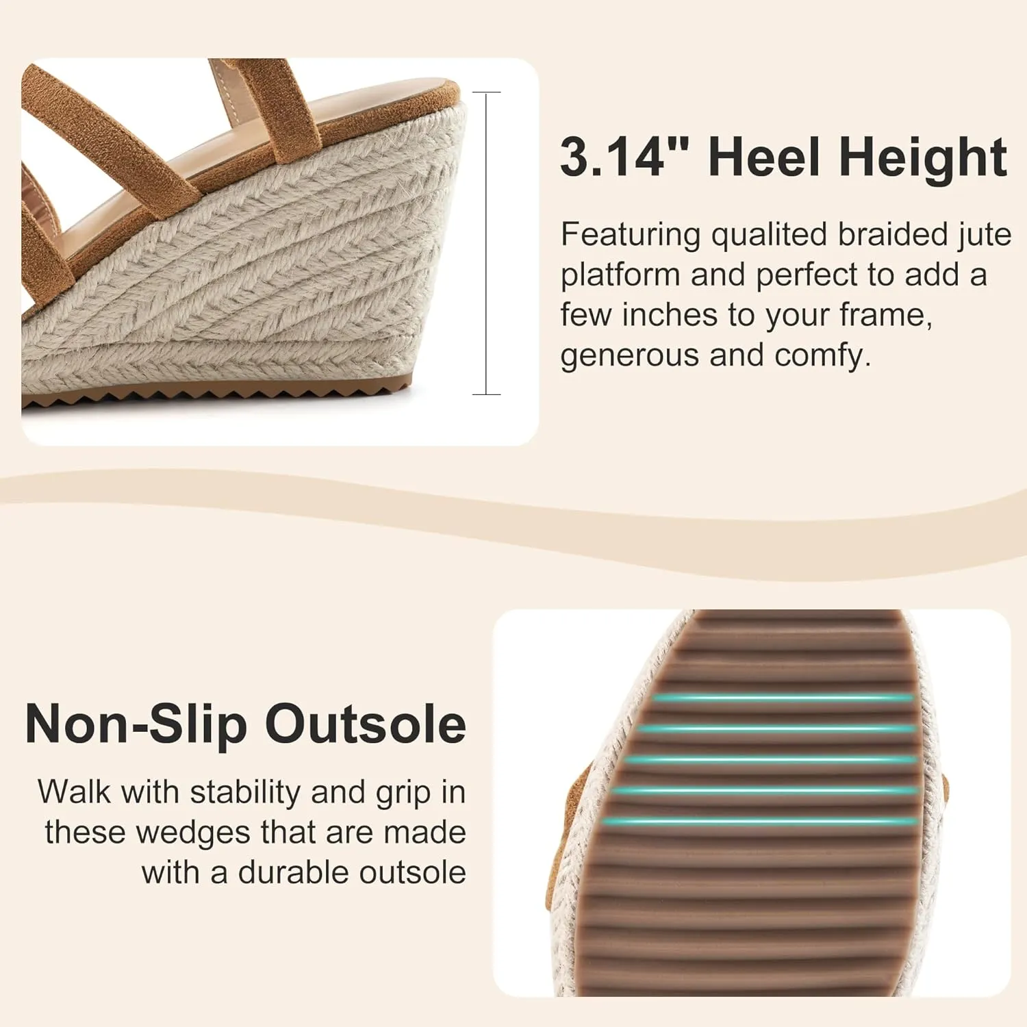 Aomigoct Wedge Sandals for Women Dressy: Comfortable Casual Work Espadrille Wedges - Ladies Summer Outdoor Walking Shoes