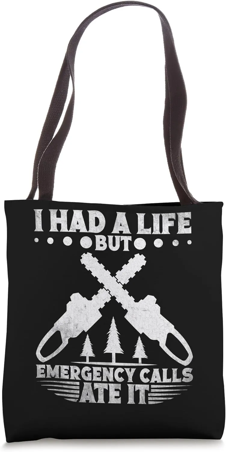 Arborist Helmet Logger Work Boots Tools Lumberjack Tote Bag
