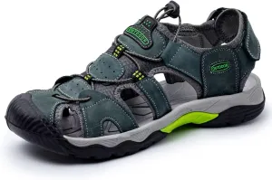 Arkbird Men's Sandals, Closed Toe Leather Fisherman Outdoor Hiking Sport Shoes Summer