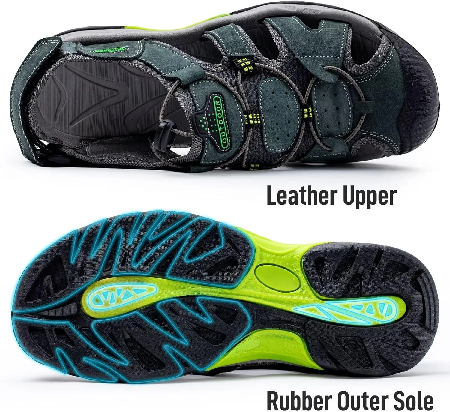 Arkbird Men's Sandals, Closed Toe Leather Fisherman Outdoor Hiking Sport Shoes Summer