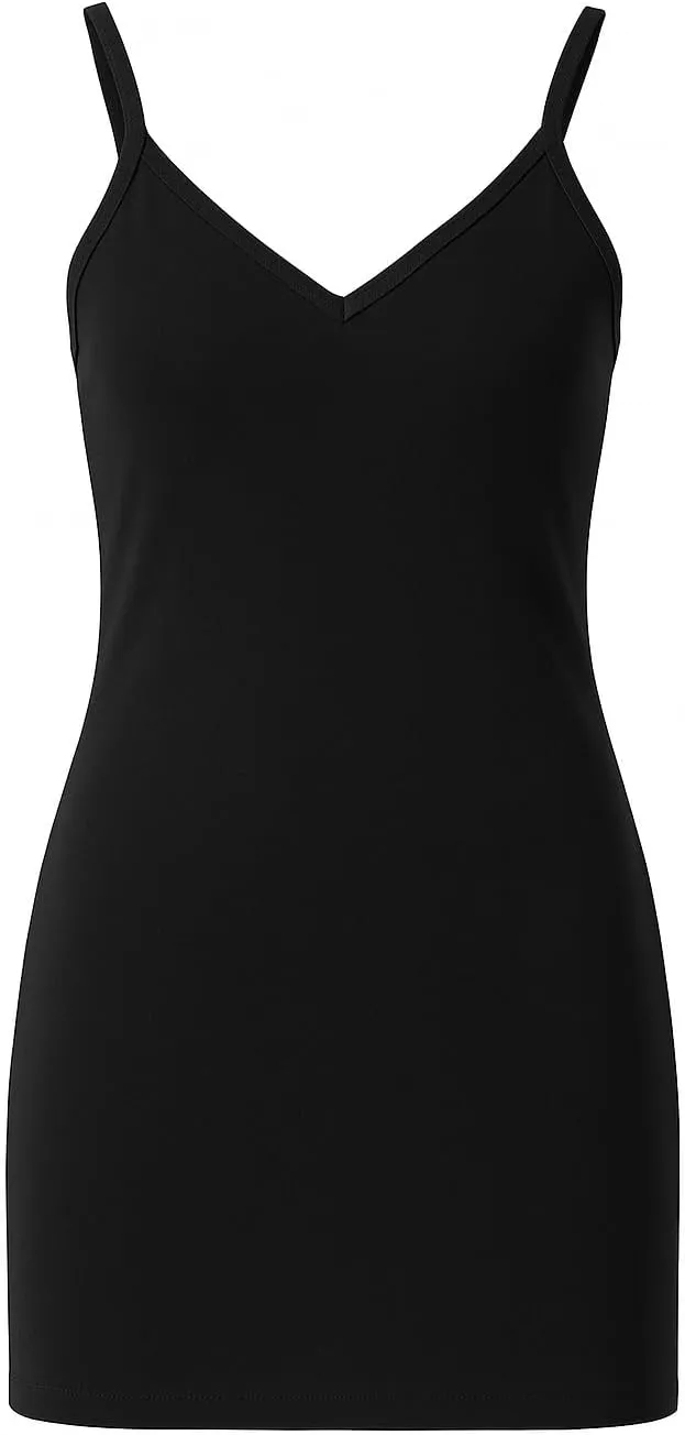 Ashen Fane Women's Sleeveless Heavy Weight Rib Cotton Spaghetti Strap Mini Dress