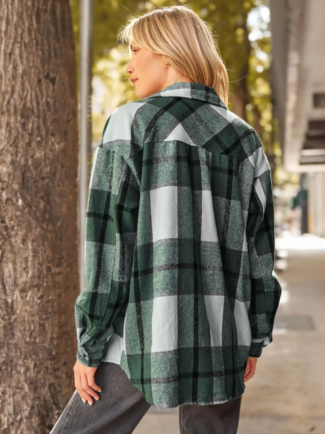 AUTOMET Womens Fall Outfits Fashion Clothes Shackets Flannel Plaid Button Down Long Sleeve Shirts Jackets