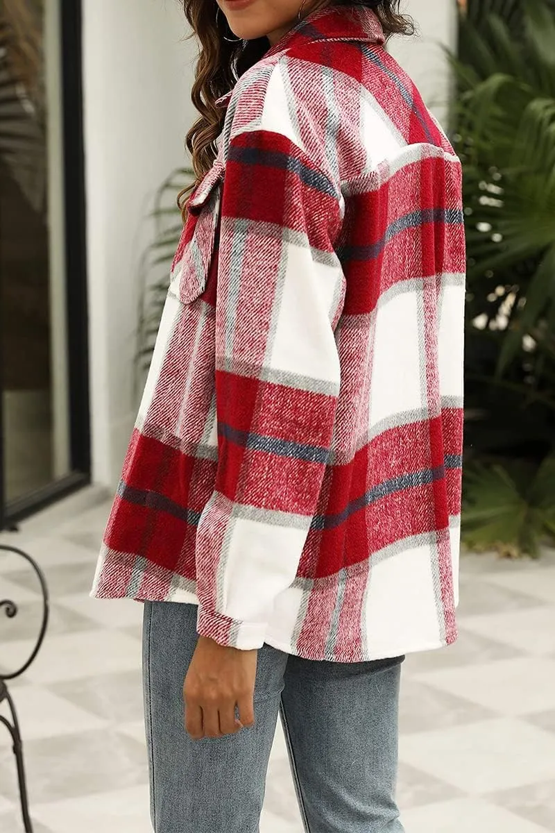 AUTOMET Womens Fall Outfits Fashion Clothes Shackets Flannel Plaid Button Down Long Sleeve Shirts Jackets