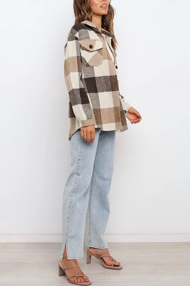 AUTOMET Womens Fall Outfits Fashion Clothes Shackets Flannel Plaid Button Down Long Sleeve Shirts Jackets