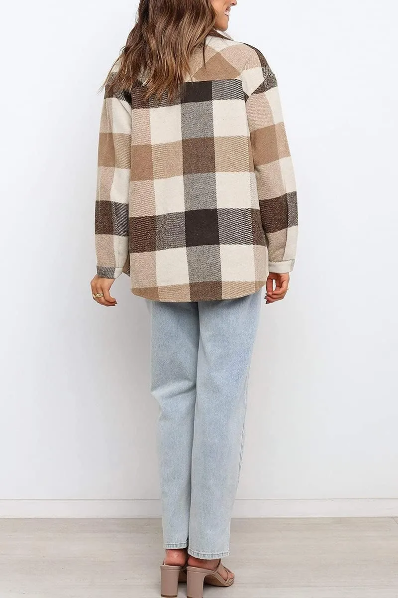 AUTOMET Womens Fall Outfits Fashion Clothes Shackets Flannel Plaid Button Down Long Sleeve Shirts Jackets