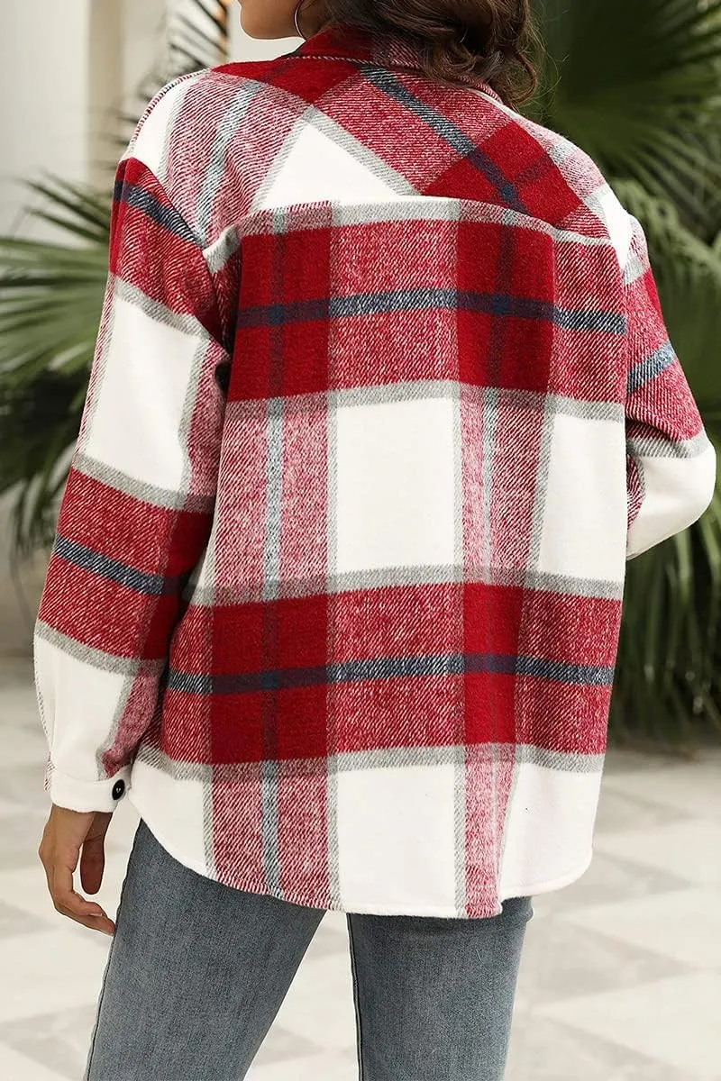 AUTOMET Womens Fall Outfits Fashion Clothes Shackets Flannel Plaid Button Down Long Sleeve Shirts Jackets