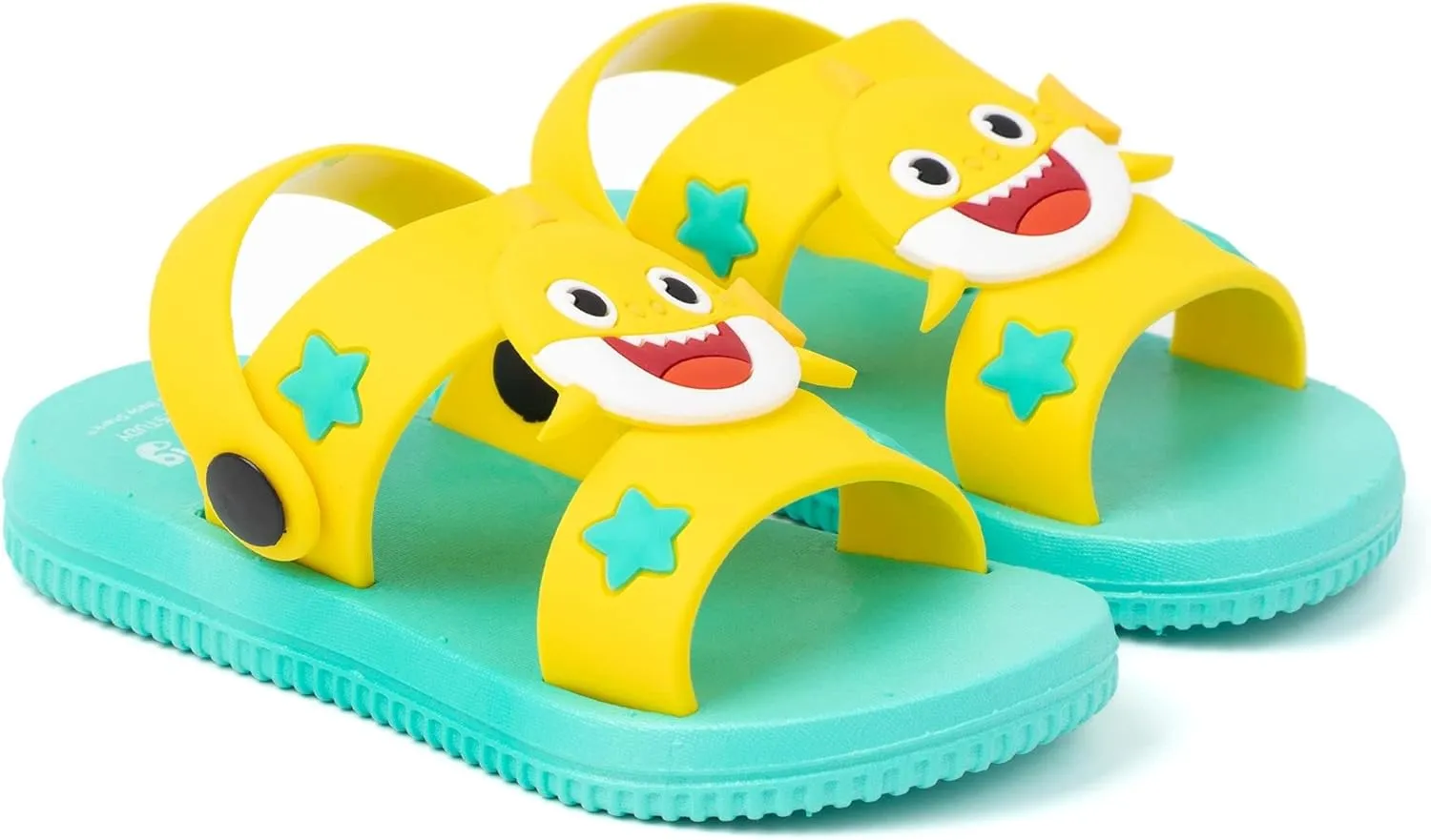 Baby Shark Kids Sandals | Blue & Yellow Sliders with Supportive Strap | Singing Shark Family Sliders Summer Slip-on Footwear