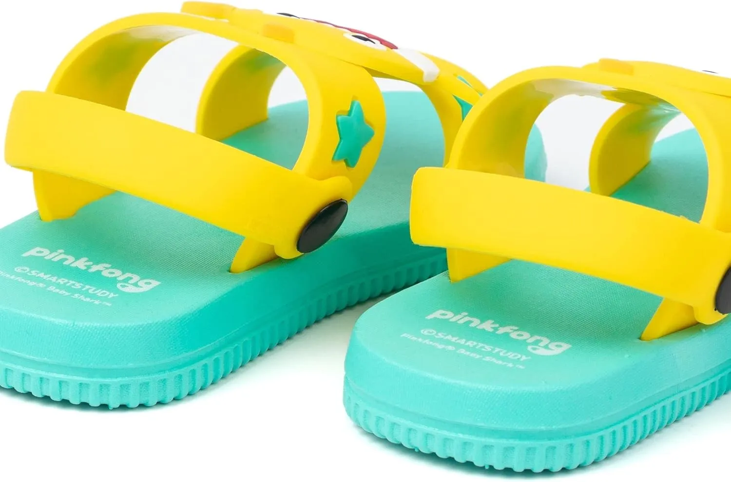 Baby Shark Kids Sandals | Blue & Yellow Sliders with Supportive Strap | Singing Shark Family Sliders Summer Slip-on Footwear