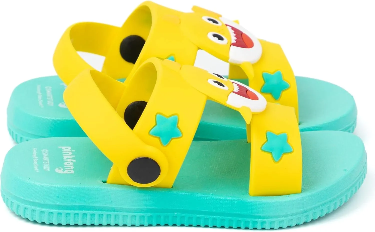 Baby Shark Kids Sandals | Blue & Yellow Sliders with Supportive Strap | Singing Shark Family Sliders Summer Slip-on Footwear