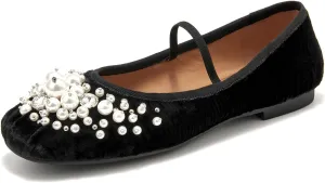 BEAU TODAY Mary Jane Shoes Women, Ballet Flats Shoes for Women, Buckle Strap Genuine Leather Flats, Comfortable Square Toe Dressy Mary Jane Flats Trendy