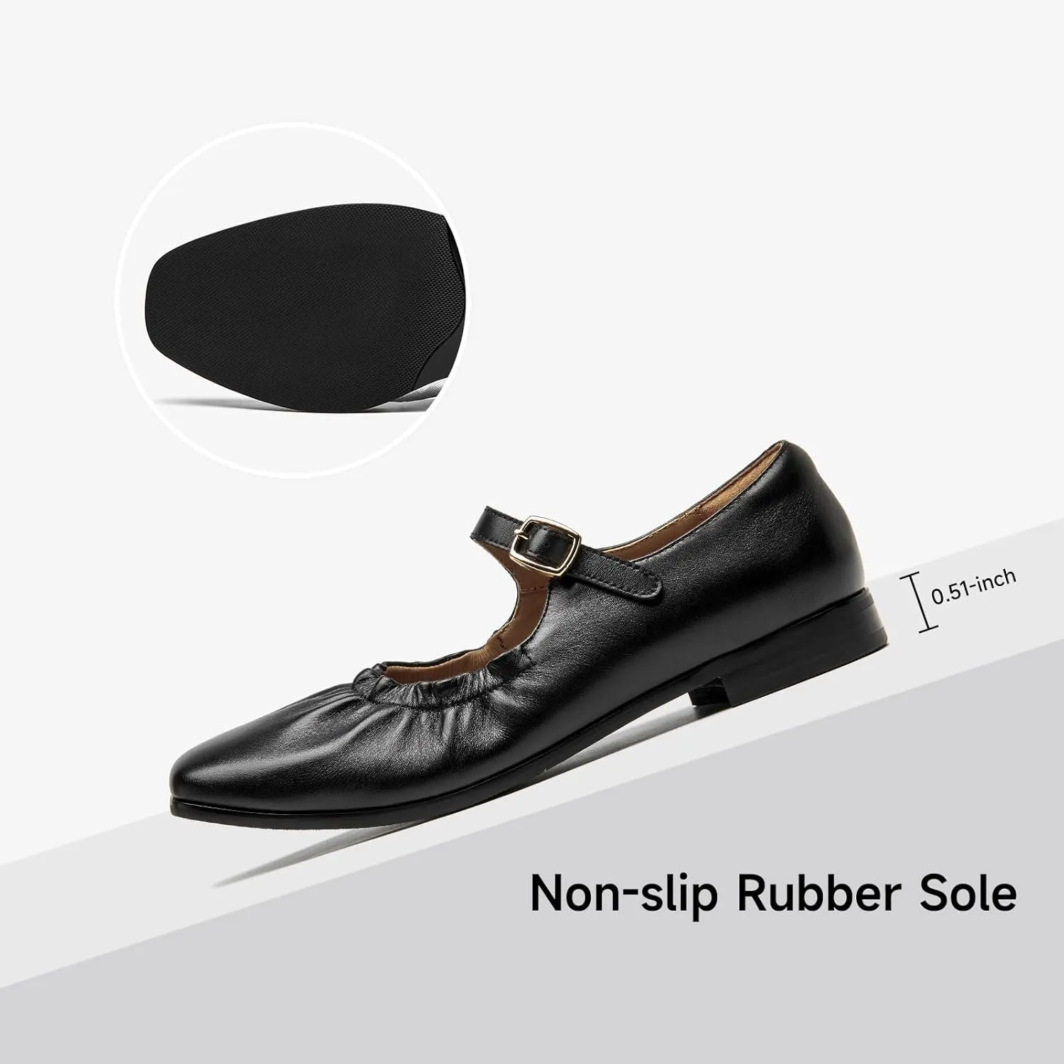 BEAU TODAY Womens Mary Janes, Ballet Flats for Women, Leather Maryjane Flats for Women, Comfortable Square Toe Flat Mary Janes, Fashion Slip-on Business Office Dressy Shoes