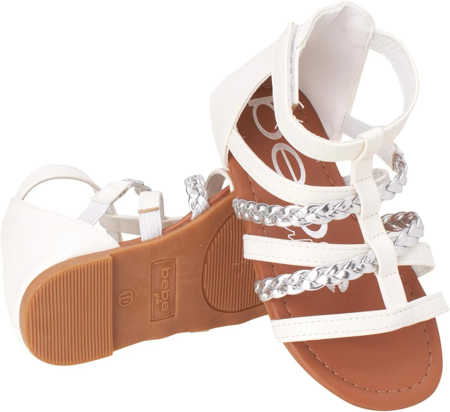 bebe Girls Sandals - Cute Open Toe Braided Strappy Gladiator Summer Sandals, Flower Girl Dress Shoes for Easter Beach Party