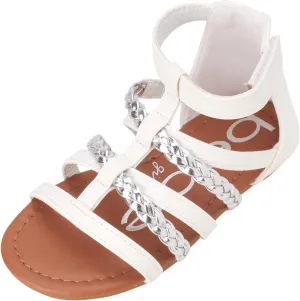 bebe Girls Sandals - Cute Open Toe Braided Strappy Gladiator Summer Sandals, Flower Girl Dress Shoes for Easter Beach Party