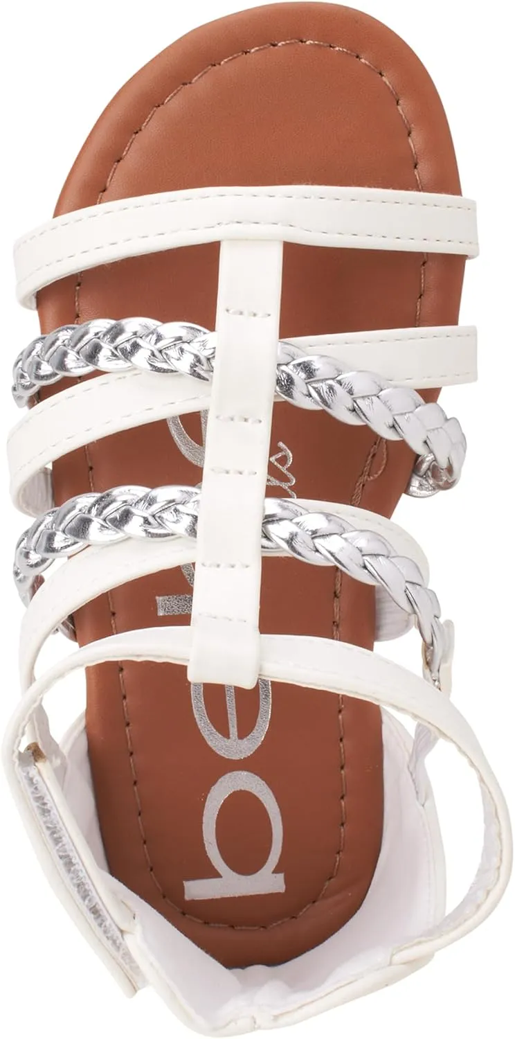 bebe Girls Sandals - Cute Open Toe Braided Strappy Gladiator Summer Sandals, Flower Girl Dress Shoes for Easter Beach Party