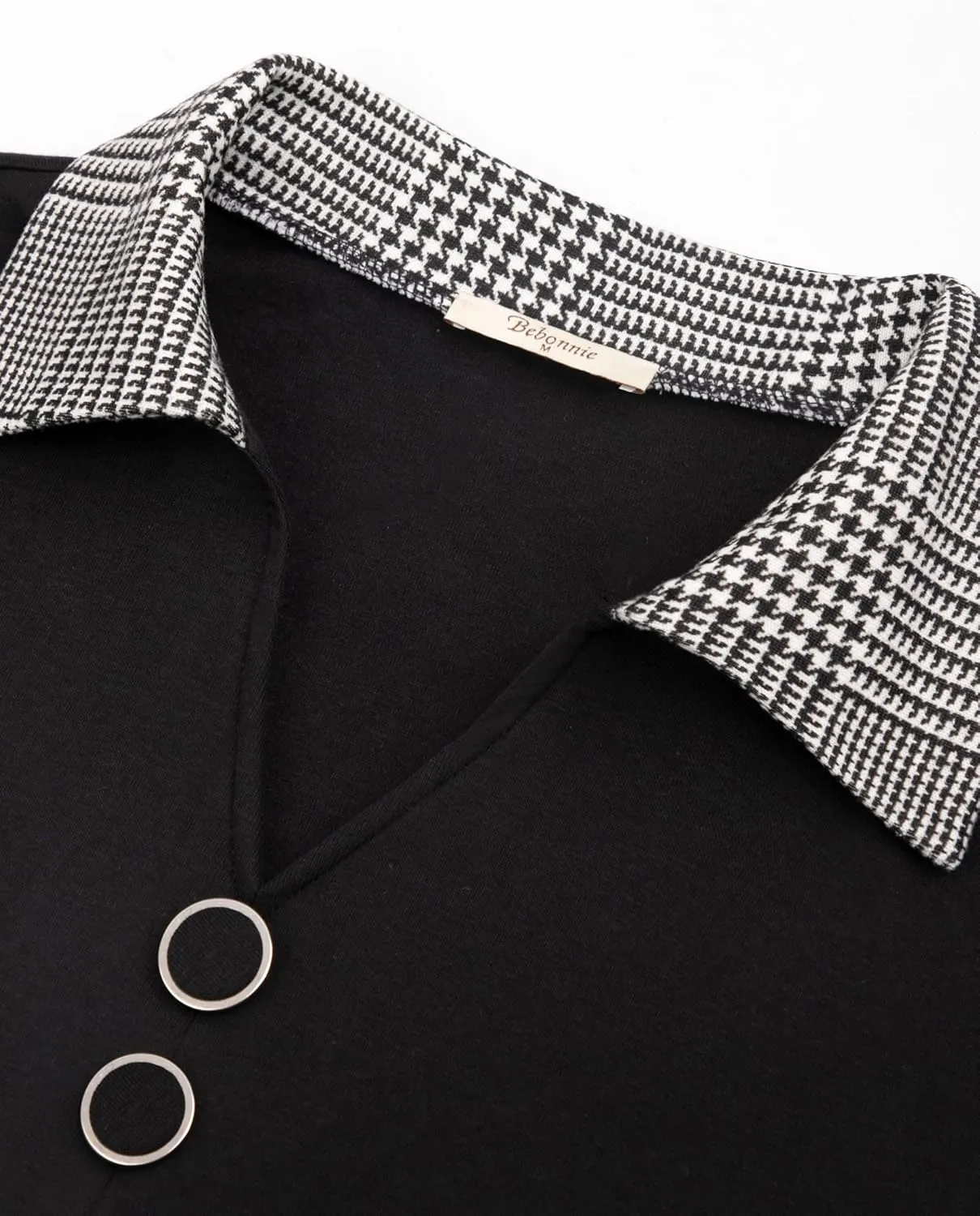 Bebonnie Womens Long Sleeve Casual Lapel V Neck Pullover Tunic Blouse Tops with Buttons
