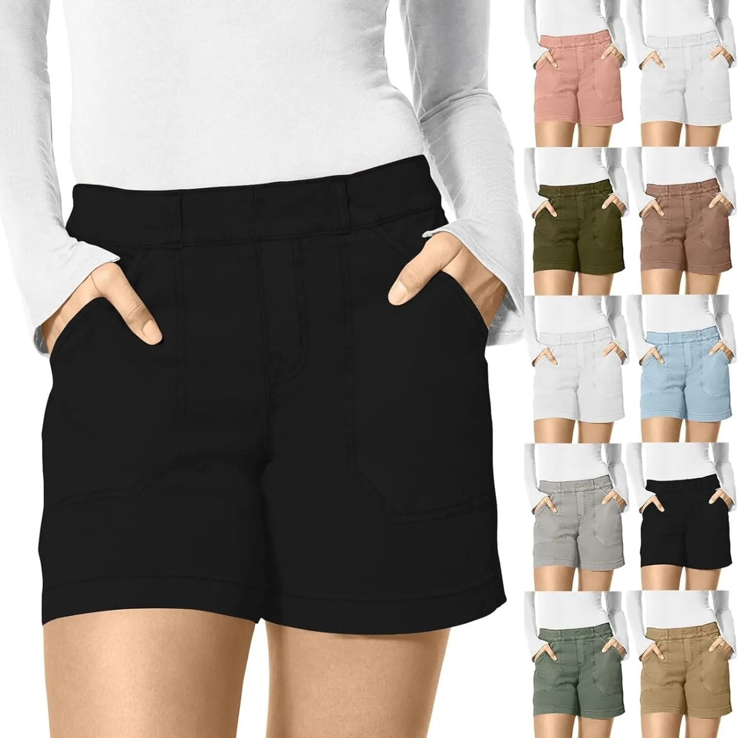 Bermuda Shorts for Women Trendy 2025 Casual Summer High Waisted Chino Shorts Straight Leg Hiking Vacation Outfits