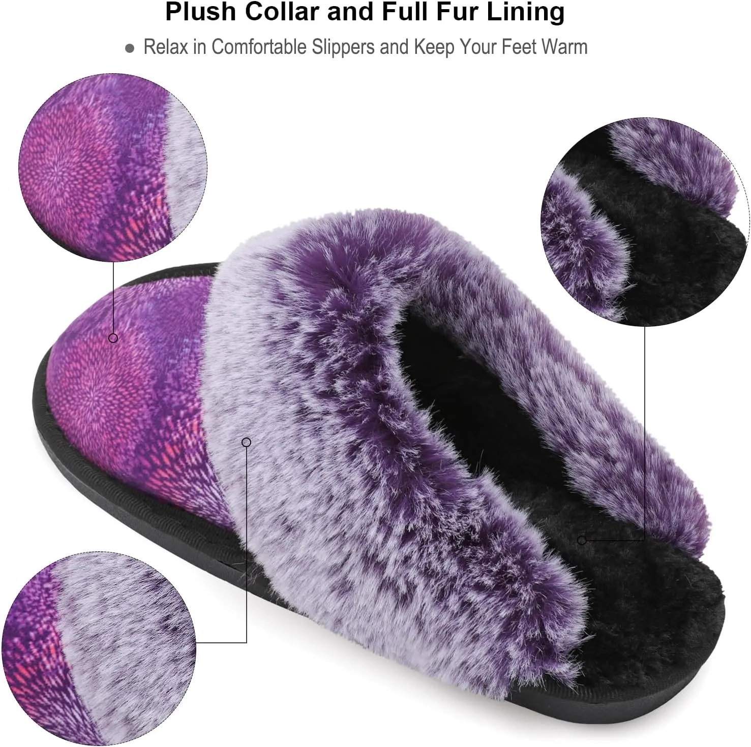 Besroad Winter Fuzzy House Slippers Sandals Plush Faux Fur Fluffy Flats Slippers Warm Slide Shoes for Women