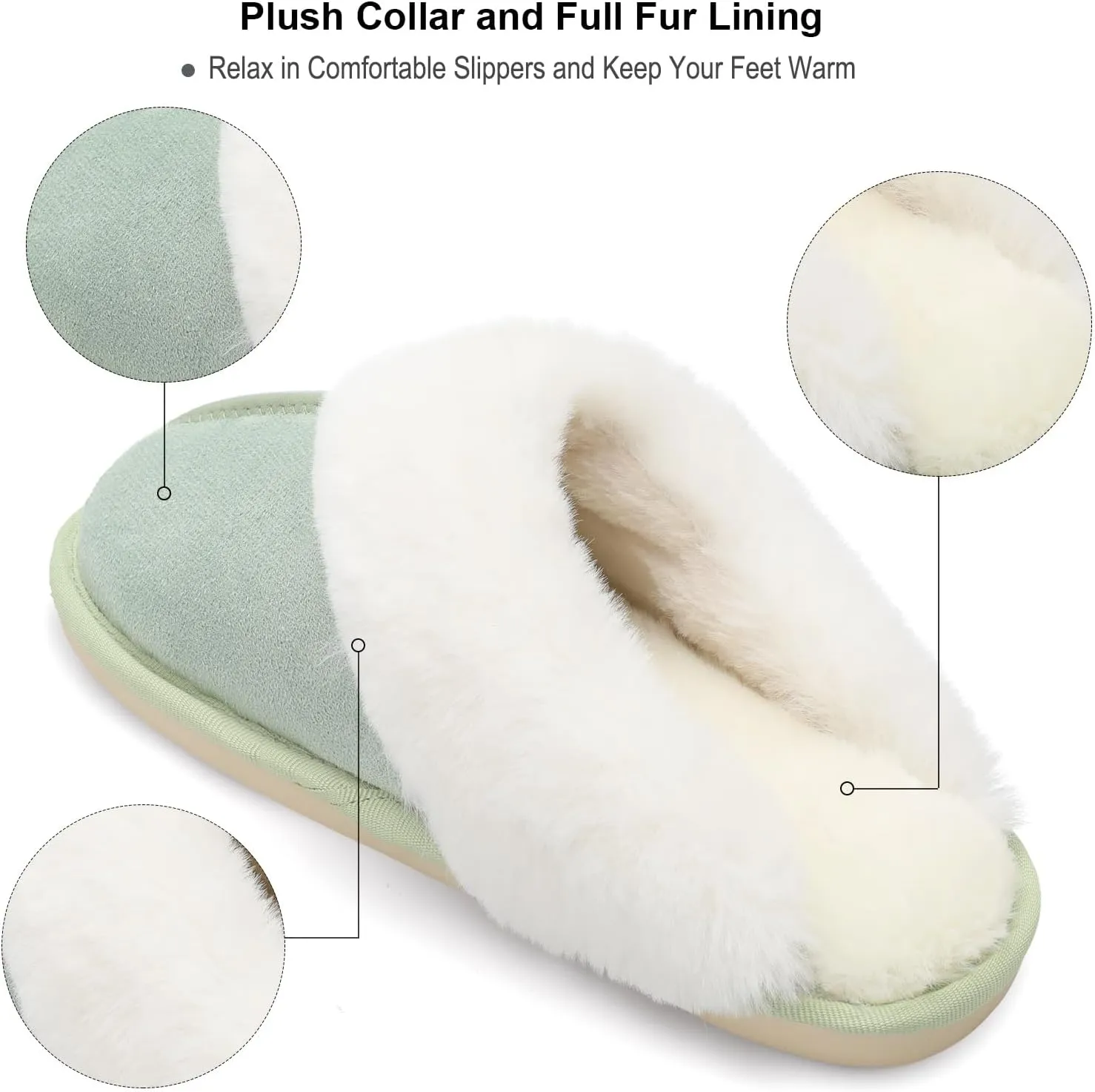 Besroad Winter Fuzzy House Slippers Sandals Plush Faux Fur Fluffy Flats Slippers Warm Slide Shoes for Women